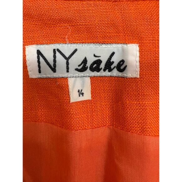 NY sake 100% linen sleeveless shift 3/4 zip zip pockets midi womens size 14 - Picture 4 of 11